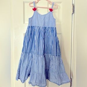 Mini Boden Girls blue striped maxi dress